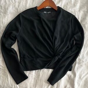 Zara Black Crop Wrap Blouse